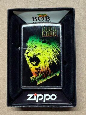 Vintage 2014 Bob Marley Iron Lion Chrome Zippo Lighter Brand New